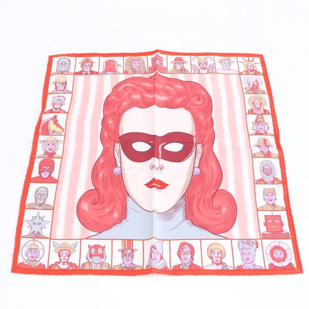 新品同様 タグ付 カレ ダニエル クロウズ シルク 100％ スカーフ レディース メンズ EUM DN21-1 中古