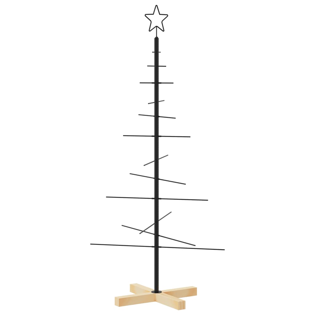 金属製クリスマスツリー 木製ベース付き ブラック 120cm