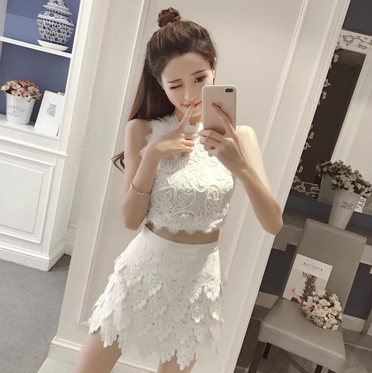 レースベスト ショートスカート 2点セット セットアップ ツーピース ベスト ミニスカート ショート丈 ノースリーブ かわいい 大人可愛い きれいめ シンプル カジュアル 大人 上品 おしゃれ お洒落