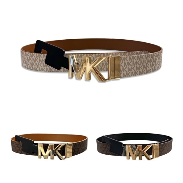 即発 アウトレット 女性用 MK柄 リバーシブル レザーベルト 558515