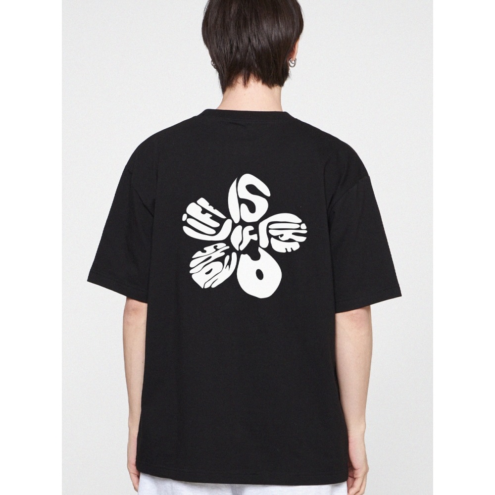 グラバーバックフラワーロゴライフドローイング半袖Tシャツ 4COLOR