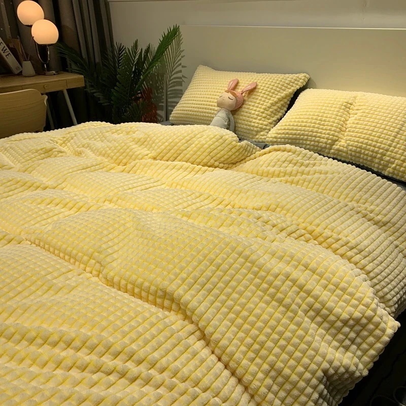 韓国ファッションサンゴフリース冬用ベッドカバー/ 4点セット/ 6色/布団カバー/ベッドの裏地