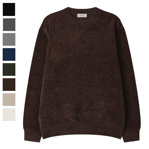 男性ベロアベルベットラウンド長袖ニット SG-KN-Q083-モカブラウン