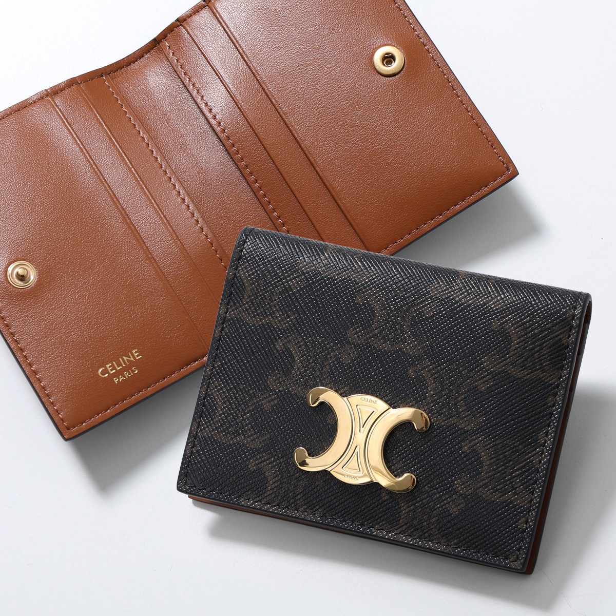 CELINE セリーヌ カードケース 10P352CQH.04LU レディース トリオンフキャンバス トリオンフメタル ロゴ カードホルダー パスケース 定期入れ ミニ財布 Tan