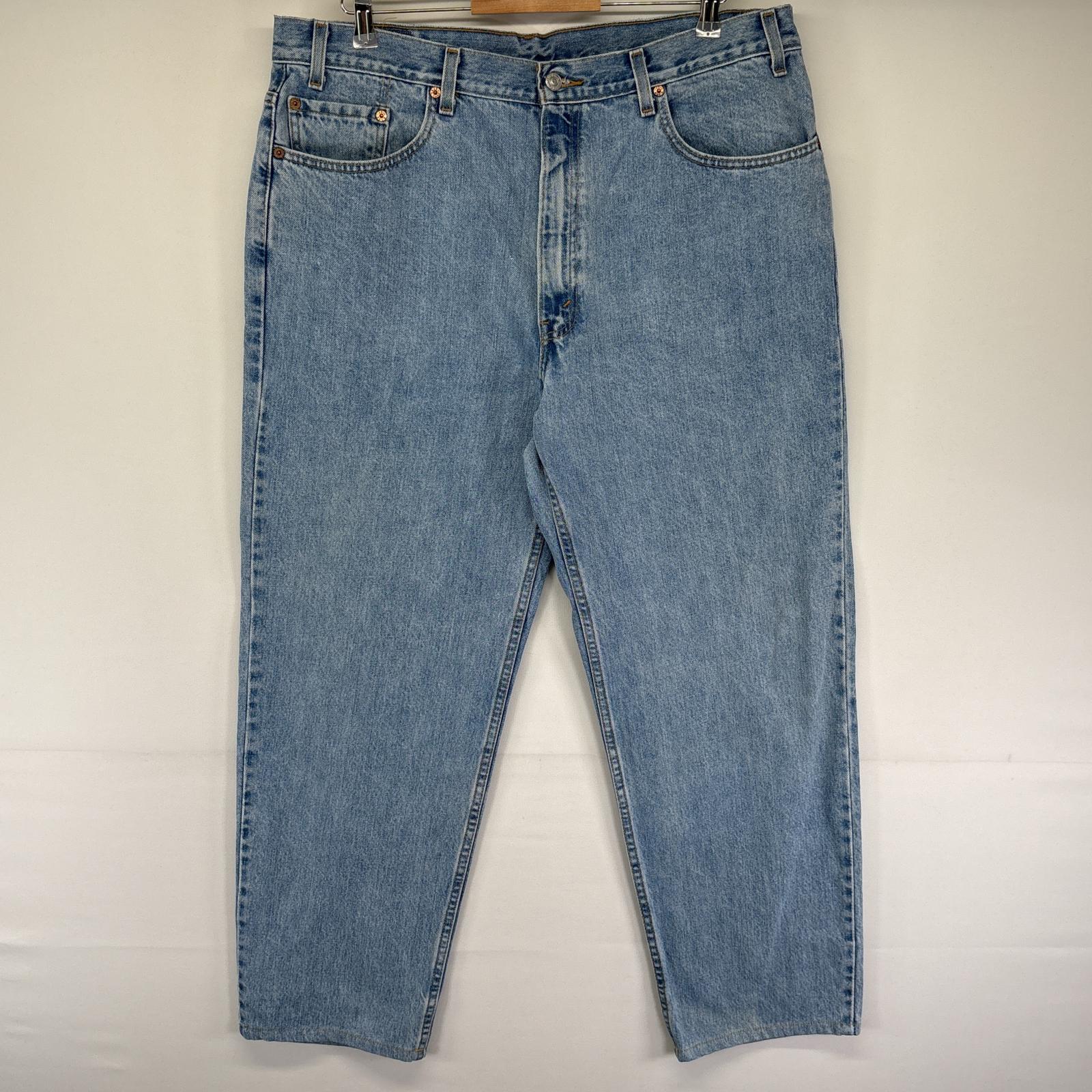 古着 デニムパンツ 550 テーパード 5ポケット ジーンズ ジーパン 色落ち ヒゲ 長ズボン w40 L32 ブルー メンズ