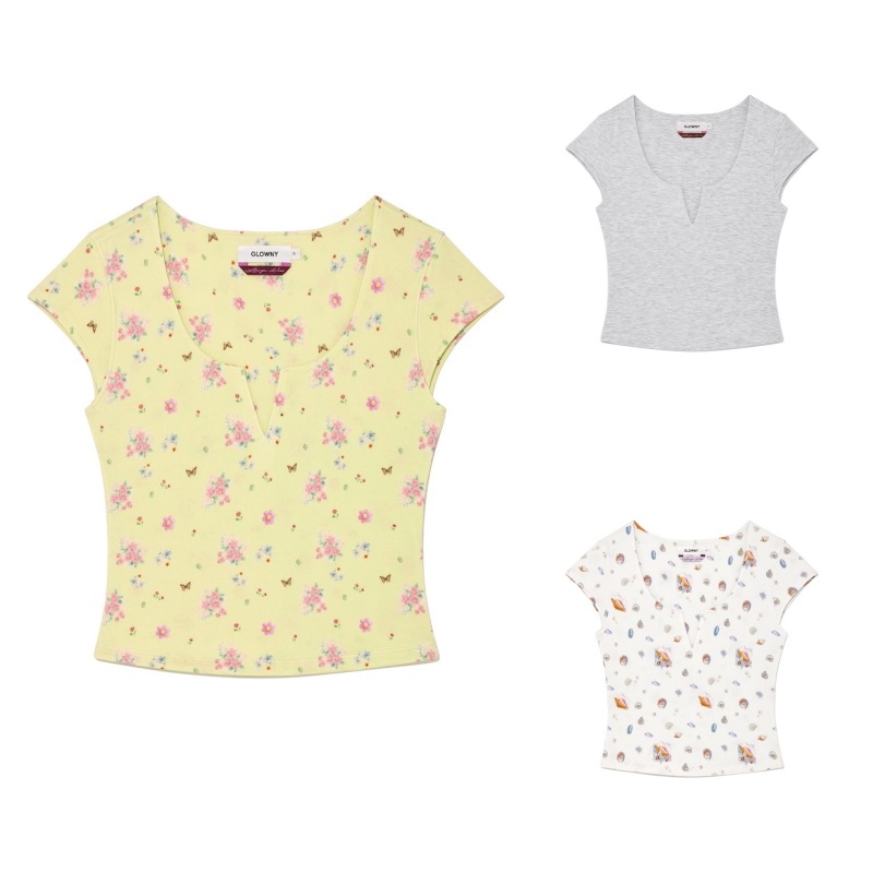 【GLOWNY】 SLEEK SLIT TEE : 3COLORS