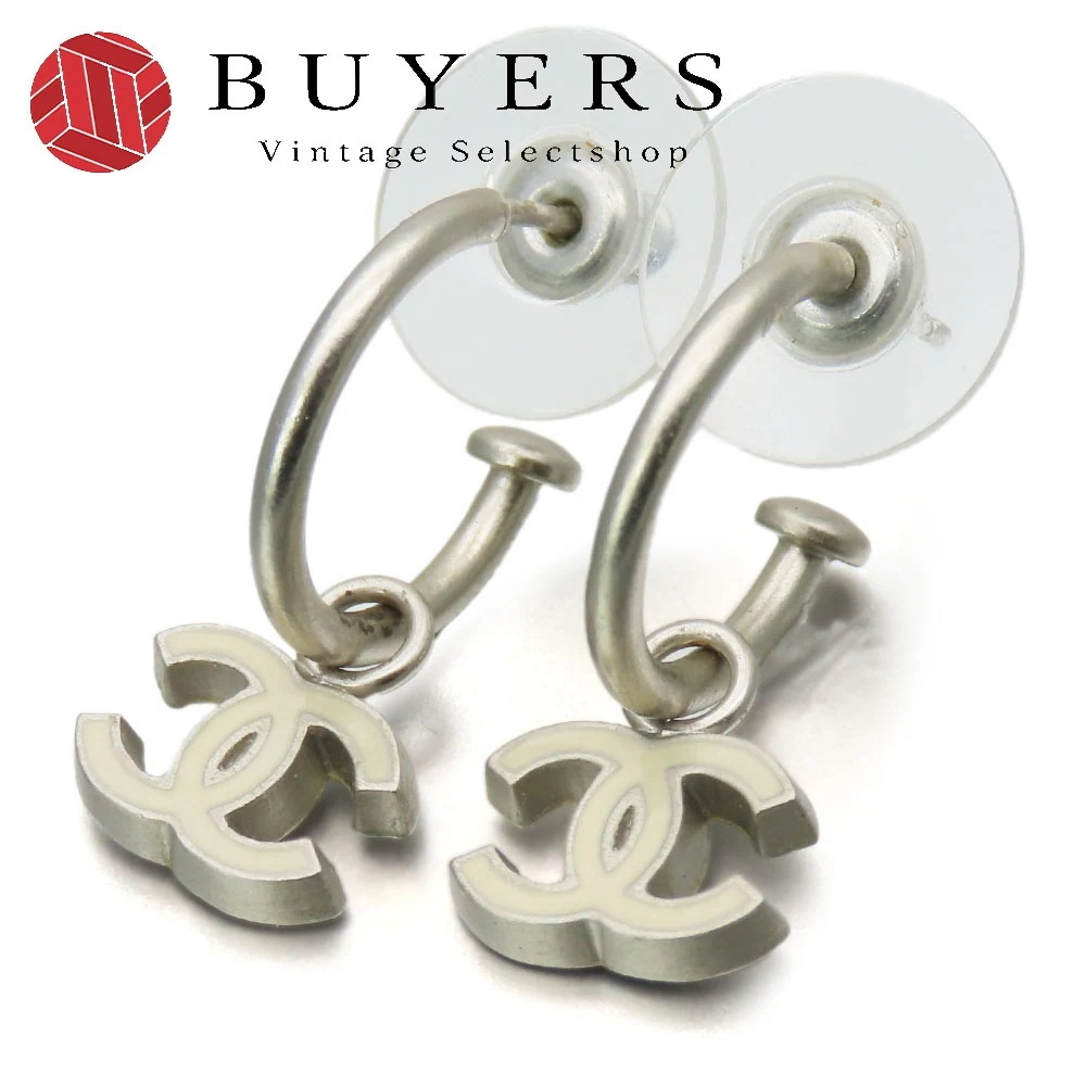 中古 ピアス ココマーク メタル ホワイト シルバー金具 アクセサリー メッキ ハーフループ 06P レディース 女性