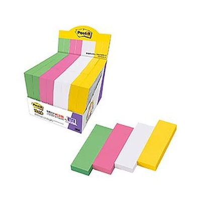 （まとめ）3M ポスト・イット 強粘着ふせんマルチカラー8 75×25mm 4色 5001SS-MC-8 1パック（24冊）〔×2セット〕 スリーエム(3M) ポストイット ふせん 付箋 強粘着 75mm×25mm マルチ