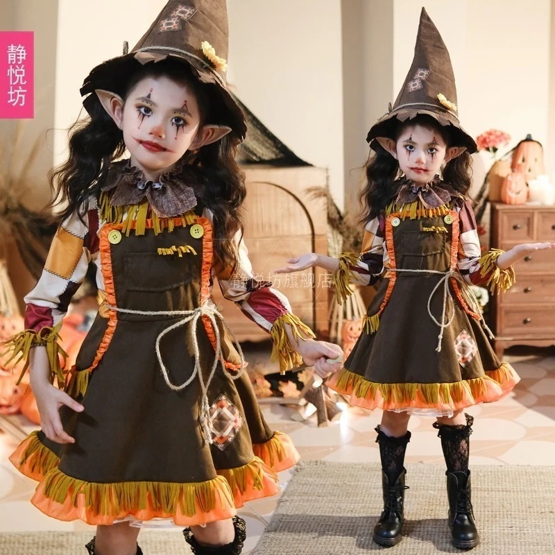 【5点セット】ハロウィンコスプレ 子供用 衣装 乙女 仮装 コスチューム衣装 かぼちゃ レディースワンピースレディース パーティーイベント用品