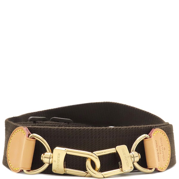 ルイヴィトン LOUIS VUITTON ショルダーストラップ 139cm コットン ブラウン ゴールド金具 茶 【中古】