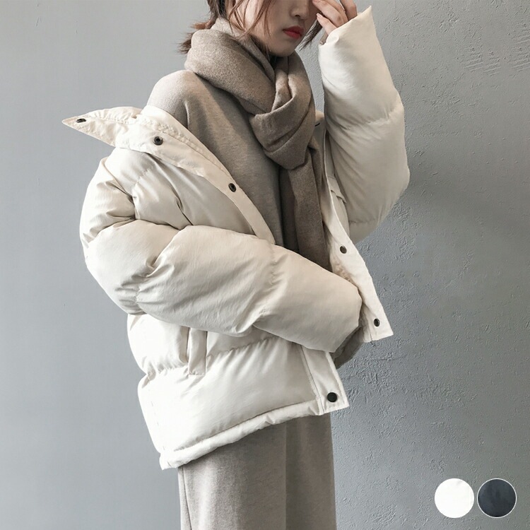 コート レディース オーバーサイズ スタンドカラー 中綿 フェイクダウン ジャケット フードなし ポケット 冬 フェイク ダウンジャケット アウター