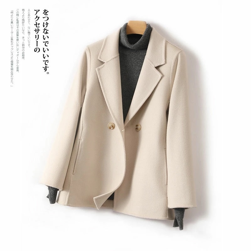 ウール アウター ファッション ウィ レディースコート ショートジャケット アウター ミドル丈 カシミヤ コート 無地コート着痩せ 秋冬 シンプル おしゃれ カジュアル 高級感 前撮り 防寒 暖かさ