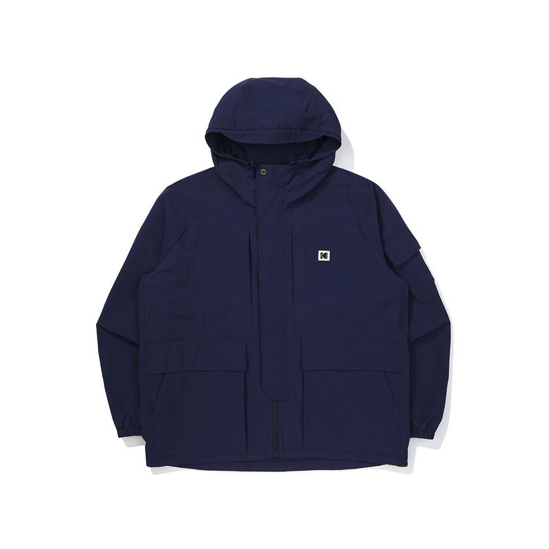 [公式] リネンライク ベーシック フード ジャケット NAVY