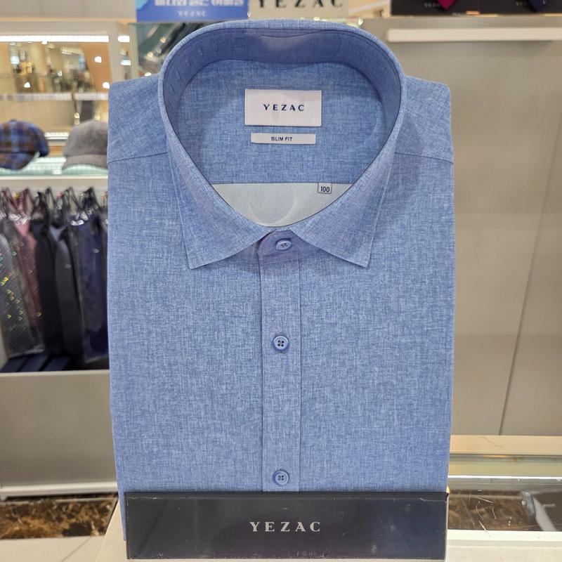 冷感素材 スリムフィット しわにならないポリウレタン 半袖 YJFMIS442BL_CA