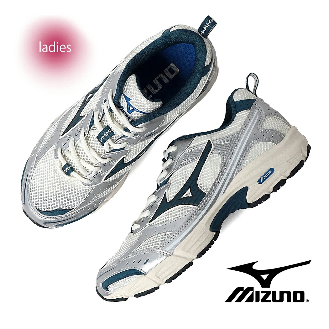 MIZUNO ミズノ MXR OG スニーカー WHITE SILVER ( 白 ホワイト ネイビー シルバー ランニング レディース ウィメンズ D1GA245102 )