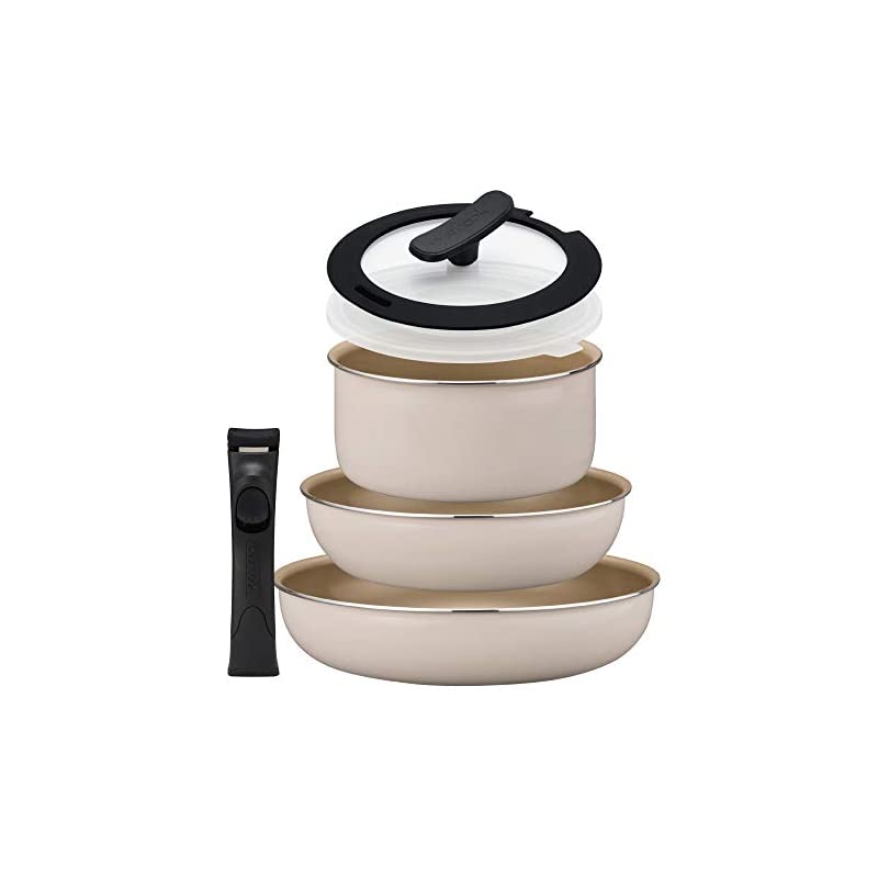 【3日以内発送】エバークック フライパンセット 6点セット 着脱式 IH対応 アイボリー ドウシシャ