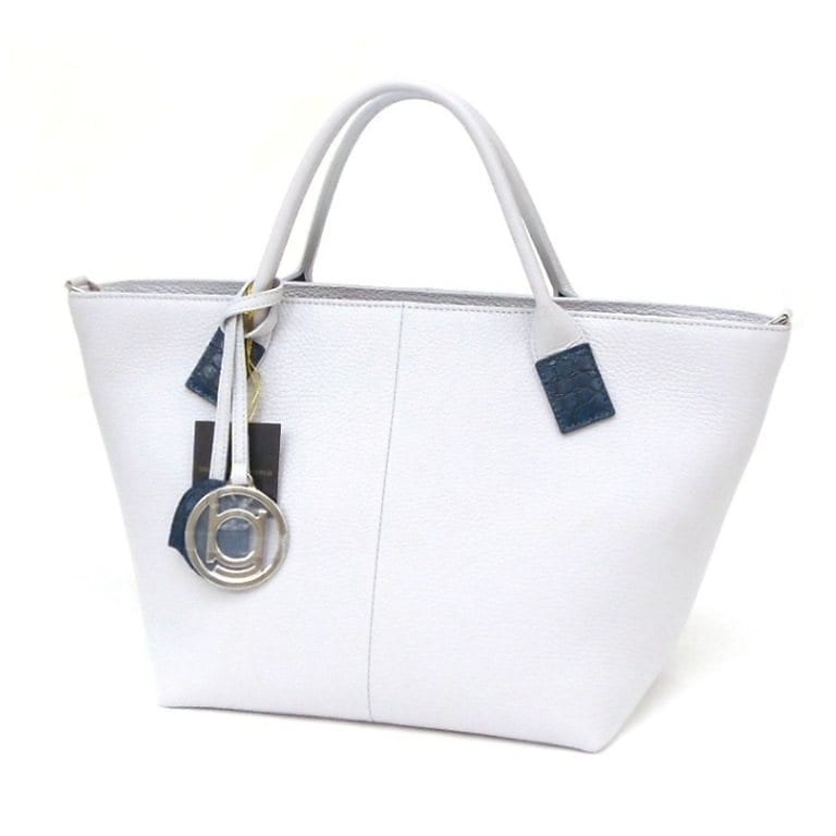 ﾎﾞｰｸﾞﾗﾝ 2WAY ﾊﾝﾄﾞﾊﾞｯｸﾞ ｸﾛｺﾀﾞｲﾙﾎﾟｲﾝﾄ使い ﾍﾟｰﾙｸﾞﾚｰﾌﾞﾙｰ系 ﾚｻﾞｰ(51033)