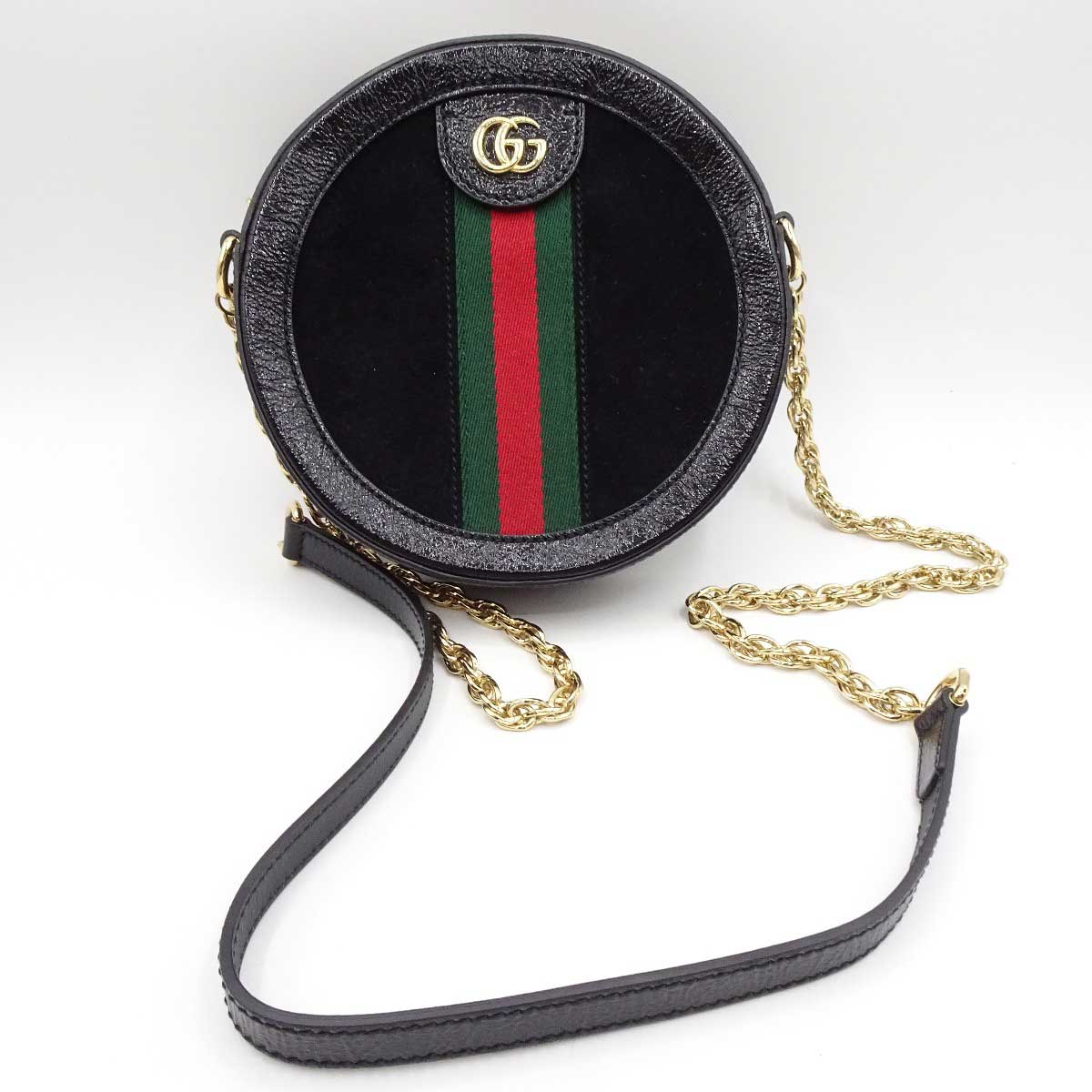 【中古】グッチ ミニラウンド ショルダーバッグ/クロスボディバッグ オフィディア ブラック 550618 レディース GUCCI シェリーライン ダブルG