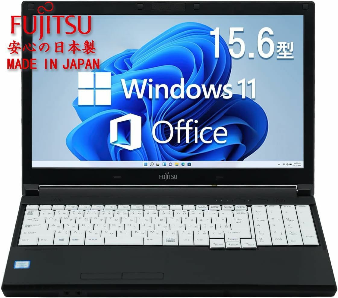 FUJITSU A576 驚速SSD 第6世代Core i3 メモリー8GB+新品SSD:240GB 15.6インチワイドノートPC Windows11/Office2021/内蔵テンキー搭載