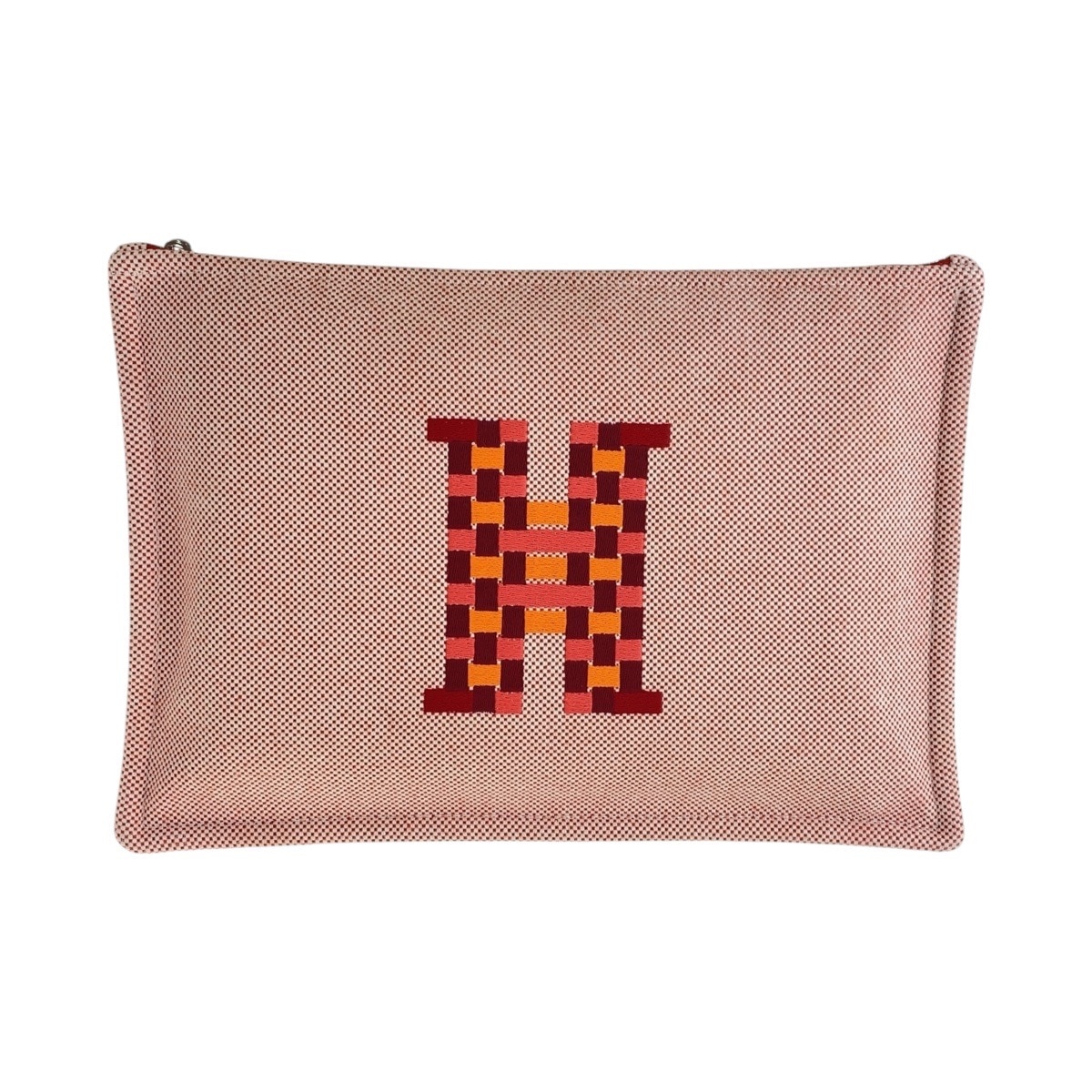 美品 Hティサージュ ヴァーミリオン ピンク シルバー金具 トワルアッシュ クラッチバッグ ポーチ レディース 410713 25,560円