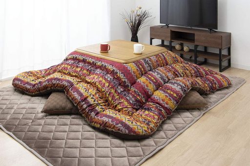 イケヒコ こたつ掛けふとん 大判長方形 ハノール 約205×285CM オレンジ ニット風 日本製 #6025859