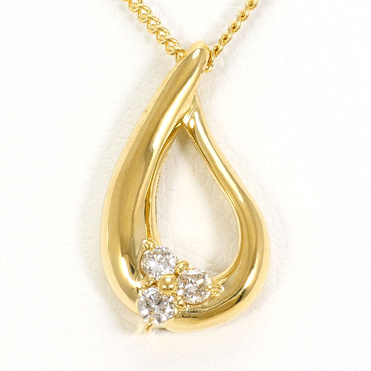 K18 18金 YG イエローゴールド ネックレス ダイヤモンド（ct刻印なし） 総重量約2.9g 約40cm 中古