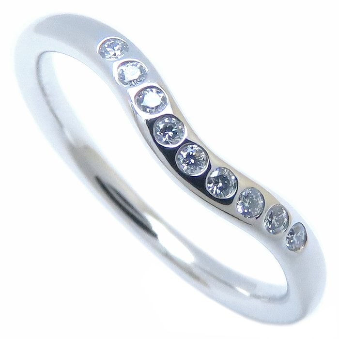 カーブドバンド リング ダイヤモンド9石 10.5号 エルサペレッティ Pt950プラチナ レディース/294236【中古】