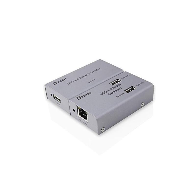 DTECH USB エクステンダー 延長器 4ポート USB2.0 エクステンダー 4分配 USB延長 最大50m Cat5/5e Cat6/6e LANケーブル使用 電源アダプター USBケーブル付