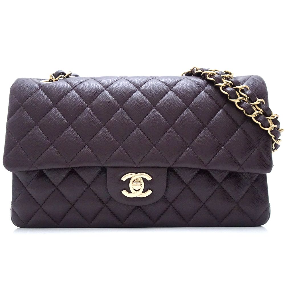 チェーンショルダー A01112 ショルダーバッグ マトラッセ キャビアスキン ボルドー系/352245【中古】