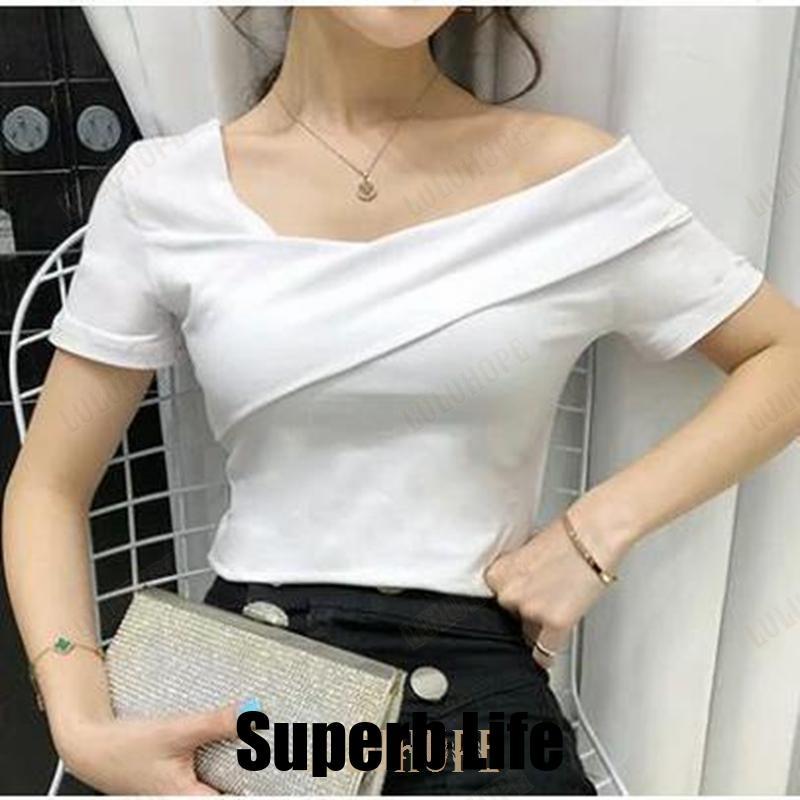 トップス レディース オフショルダー オフショル 大きいサイズ 半袖 夏 春 ワンショルダー シンプル 韓国 華奢見え 鎖骨見せ きれいめ 上品 高級感 か