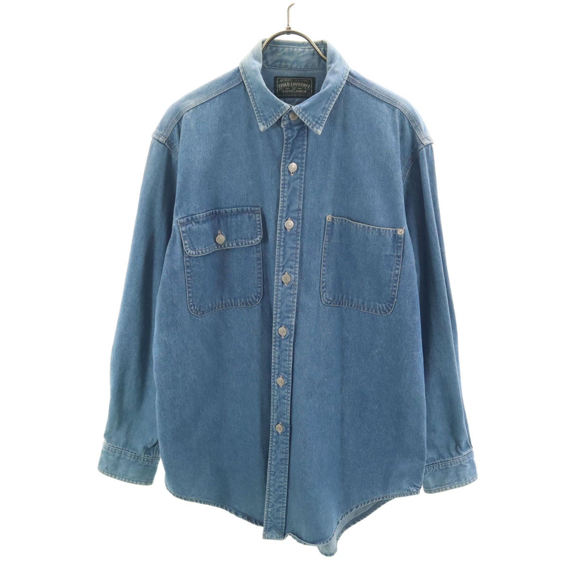 POLO COUNTRY RALPH LAUREN ポロカントリー ラルフローレン 80s 90s オールド 長袖 デニムシャツ M ウォッシュブルー メンズ 古着
