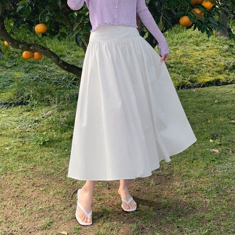 [tsk0630] 韓国ファッションコットンバンディングフレアロングスカート