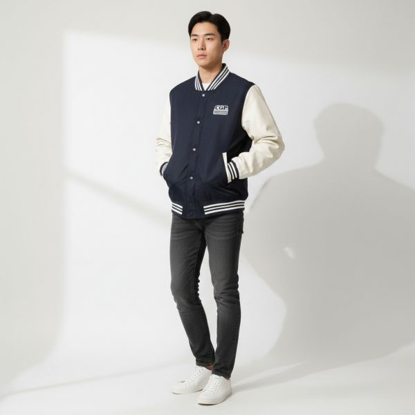 Padded Varsity Jacket_Navy