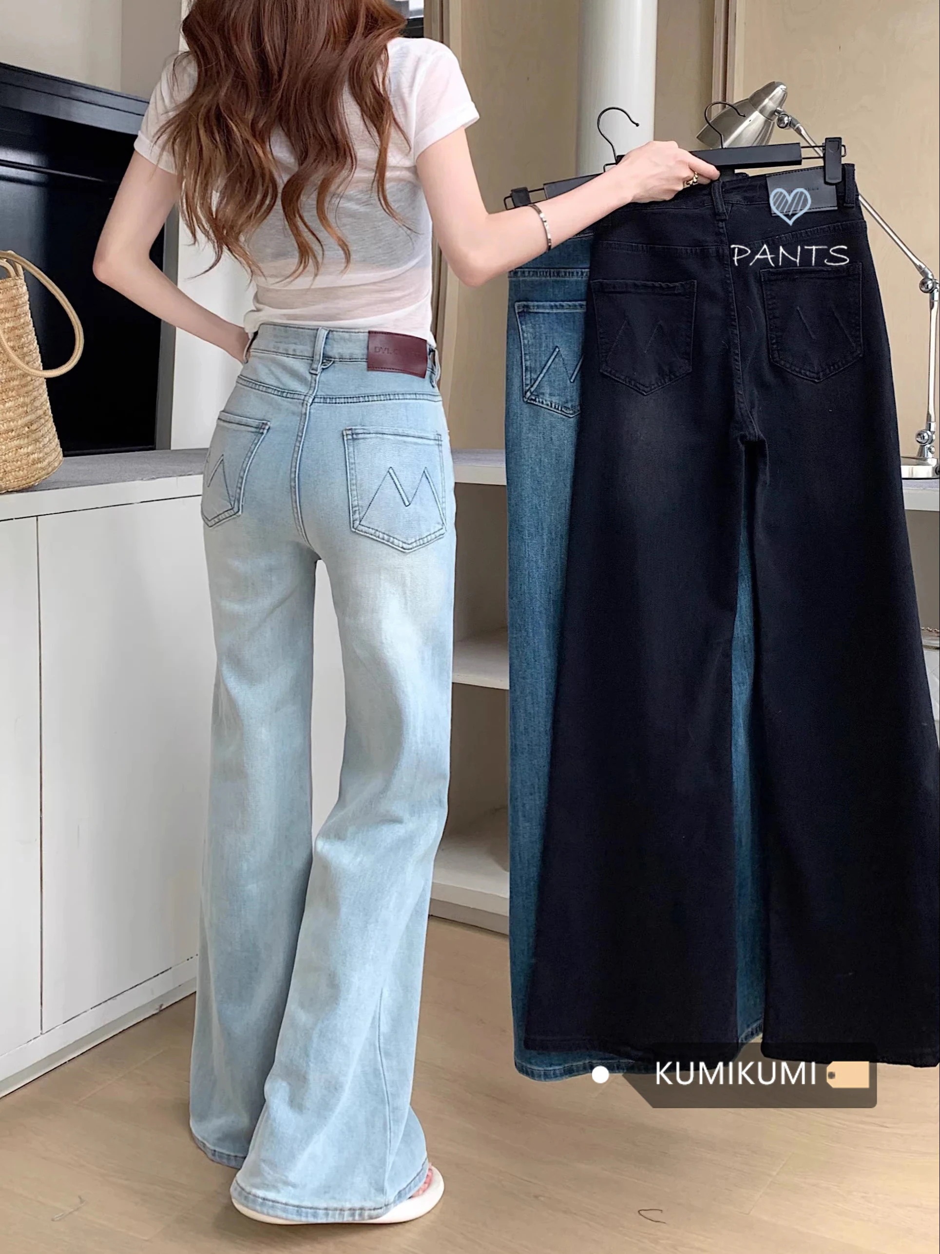25 デニムパンツ ボトムス ハイウエスト ジーンズ K-PP ストリートファッション系モップ韓国風ファッション練習ジーンズ シルエットゆったりレッグレディースカジュアル型サイズ衣装