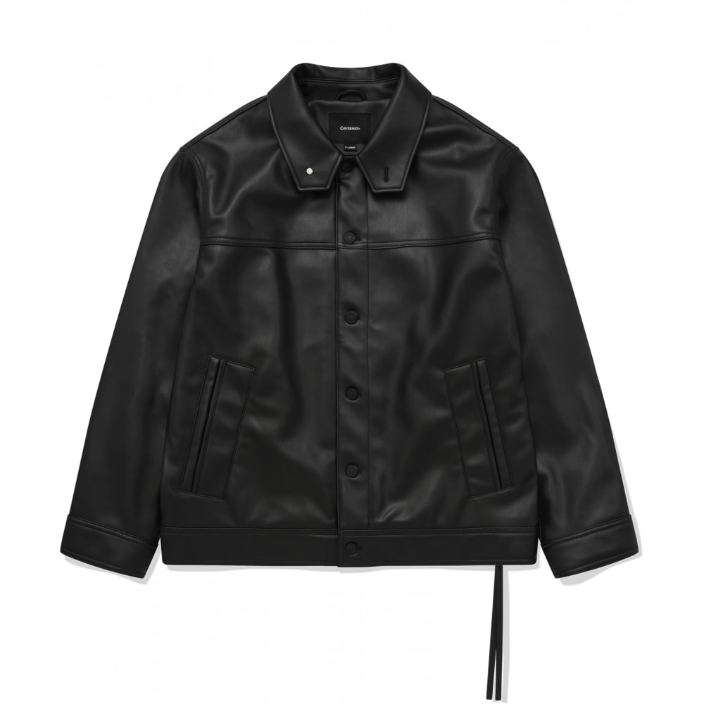 COVERNATビーガンレザートラッカージャケットブラック