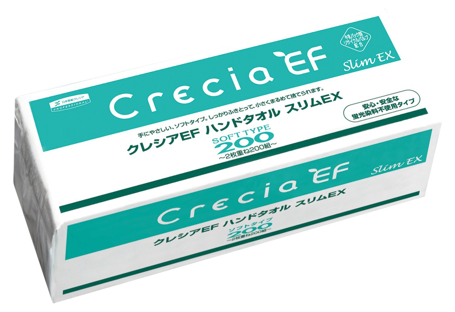 【ケース販売】 クレシア EF ハンドタオル ソフトタイプ スリムEX 小判サイズ 2枚重ね 200組(400枚)/パック ×36パック入 37030