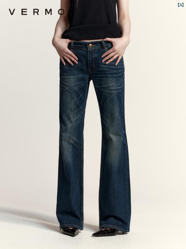 レディース　ファッション　レディースファッション　海外風 フィット 美 脚 補正 レトロ ウォッシュ 立体 ヒゲ ローウエスト 微 伸縮 ブーツ カット ジーンズ