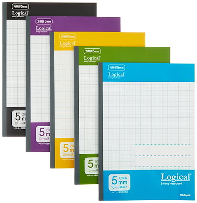 他サイト： ナカバヤシ　ノート セミB5 方眼5mm 30枚 5P カジュアルカラー　HB5H5115Pの商品画像