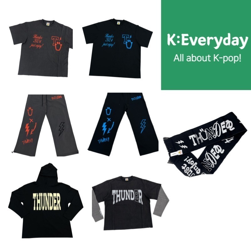 2024 ATEEZ [THUNDER] POP-UP LAYERED T-SHIRT/PIGMENT T-SHIRT/PANTS/MUFFLER/LONG SLEEVE T-SHIRT (Black