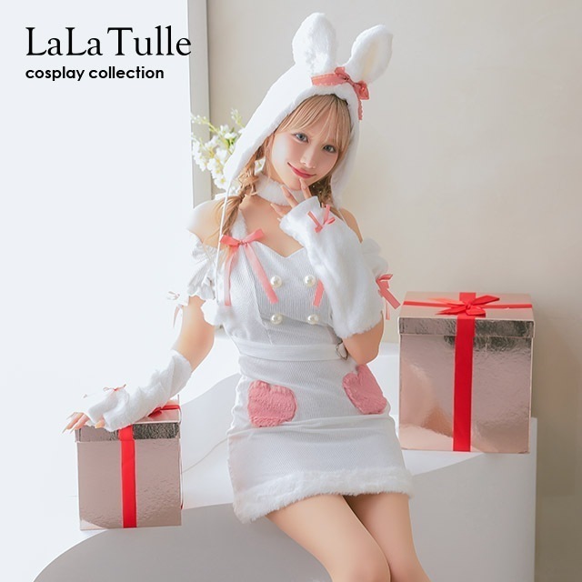 サンタ コスプレ サンタコス クリスマスコスプレ バニーガール コスプレ 5点セット ワンピース うさぎ アニマル しっぽ うさ耳 ハート柄 ミニスカサンタ 衣装 ファー レディース コスチューム
