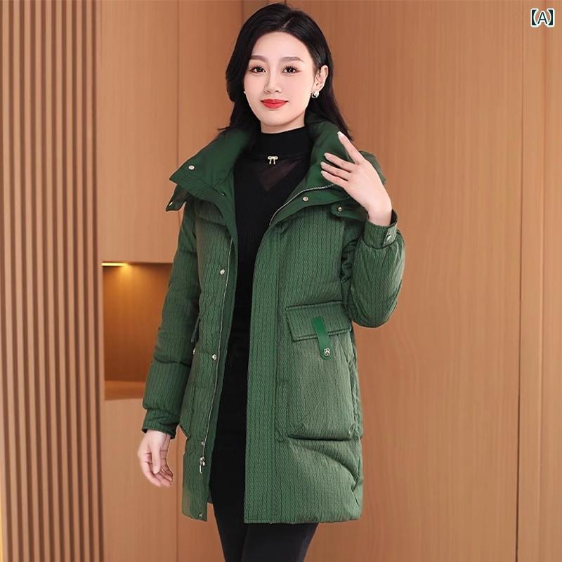 冬 レディース フード ポケット 大人っぽい おしゃれ カジュアル 暖かい 厚手 防寒対策 ダウンジャケット