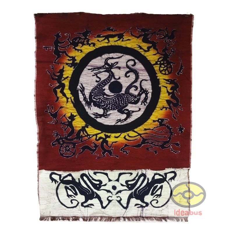 Folk Art Wall Decor Hanging Batik Tapestry China Ancient Eastern Guardian God: Azure Dragon 110x83cm