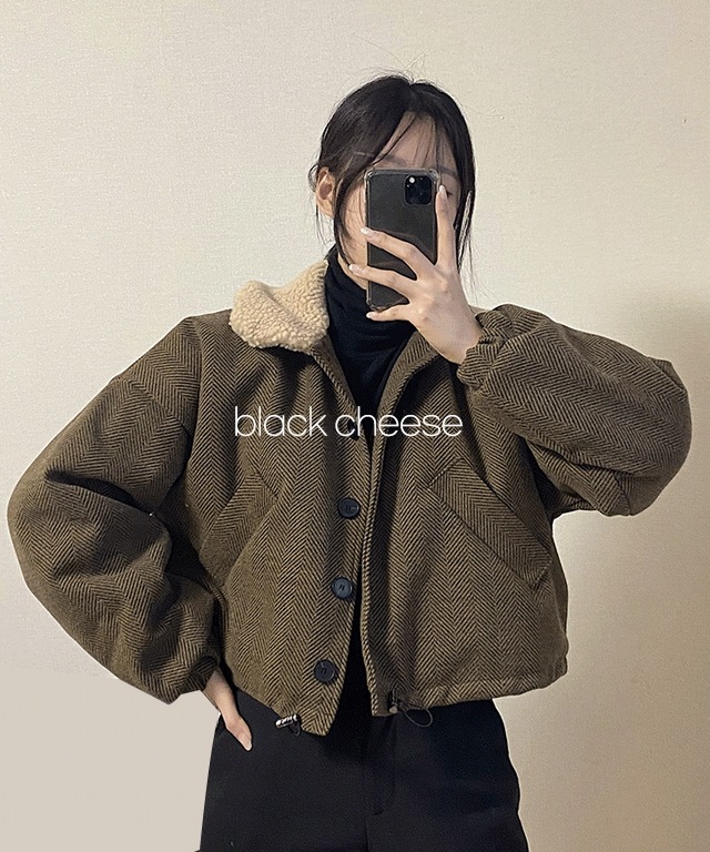 [高クオリティ保障] ヘリンボーン全体ウール裏地 ダンブルジャンパー