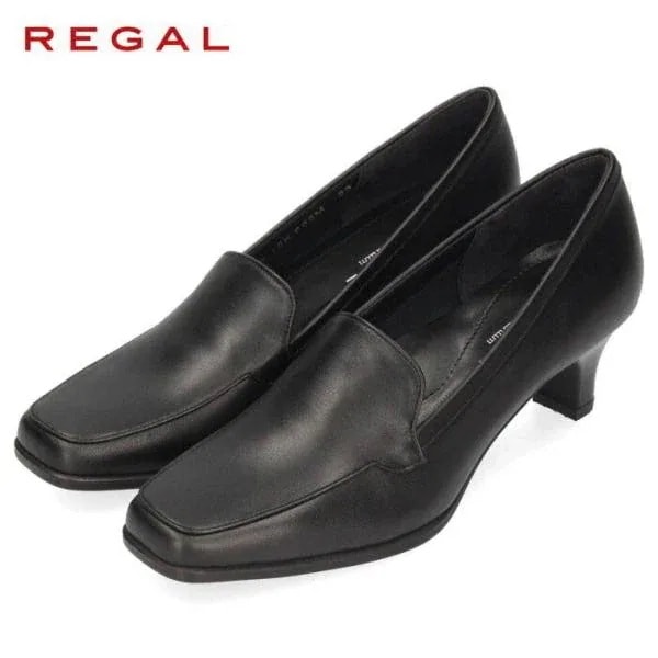 リーガル レディース パンプス 黒 フォーマル 通勤 オフィス 冠婚葬祭 就職活動 リクルート ブラック 本革 REGAL F05M AG スクエアトゥ モカシン