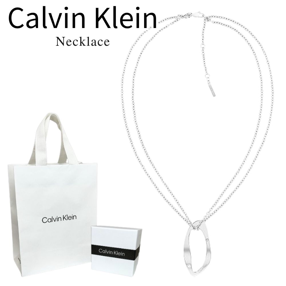 カルバンクライン ネックレス レディース 正規品 ショッパー付き シルバー 2連 ペンダント シンプル ステンレス ブランド CK アクセサリー 誕生日 プレゼント ギフト Calvin Klein