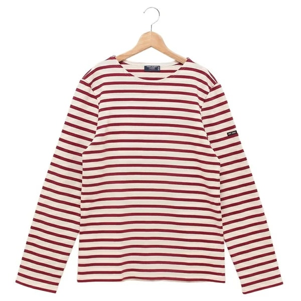 Tシャツ カットソー メリディアン モダン ホワイト ワインレッド メンズ ST.JAMES 6870 ECRU PERSAN