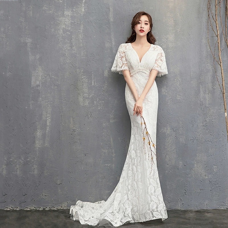 ウエディングドレス マーメイド Wedding Dress ウエディングドレス 袖あり ウエディング ウェディング 結婚式 マーメード マーメイドドレス 花嫁ドレス 二次会ウエディングドレス 二次会ド
