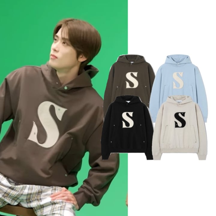 [NCT127ジェヒョン着用SATUR リベットアプリケポケットロゴフード ロゴフード フードTシャツ /Monstax キヒョン着用/ NCT着用 / NCT Dream