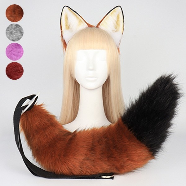 コスプレ道具 手作り 尻尾 耳 カチューシャ セット もこもこ ふわふわ 可愛い かわいい 狐 コスプレ cosplay 可愛い かわいい 大人用 子供用 仮装 文化祭 学園祭 コスチューム アクセサ