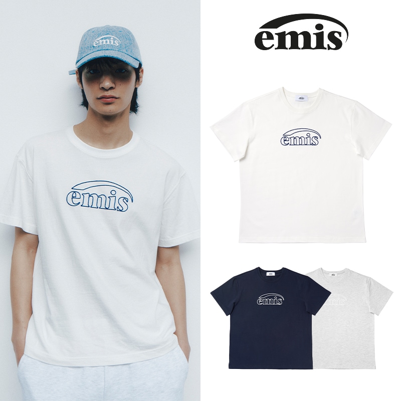 【韓国人気商品】 EMIS CHAIN STITCH T-SHIRT 3色 / 半袖／半袖Tシャツ/ ロゴTシャツ / 男女兼用 / 彼氏への贈り物 / 韓国の人気バッグ